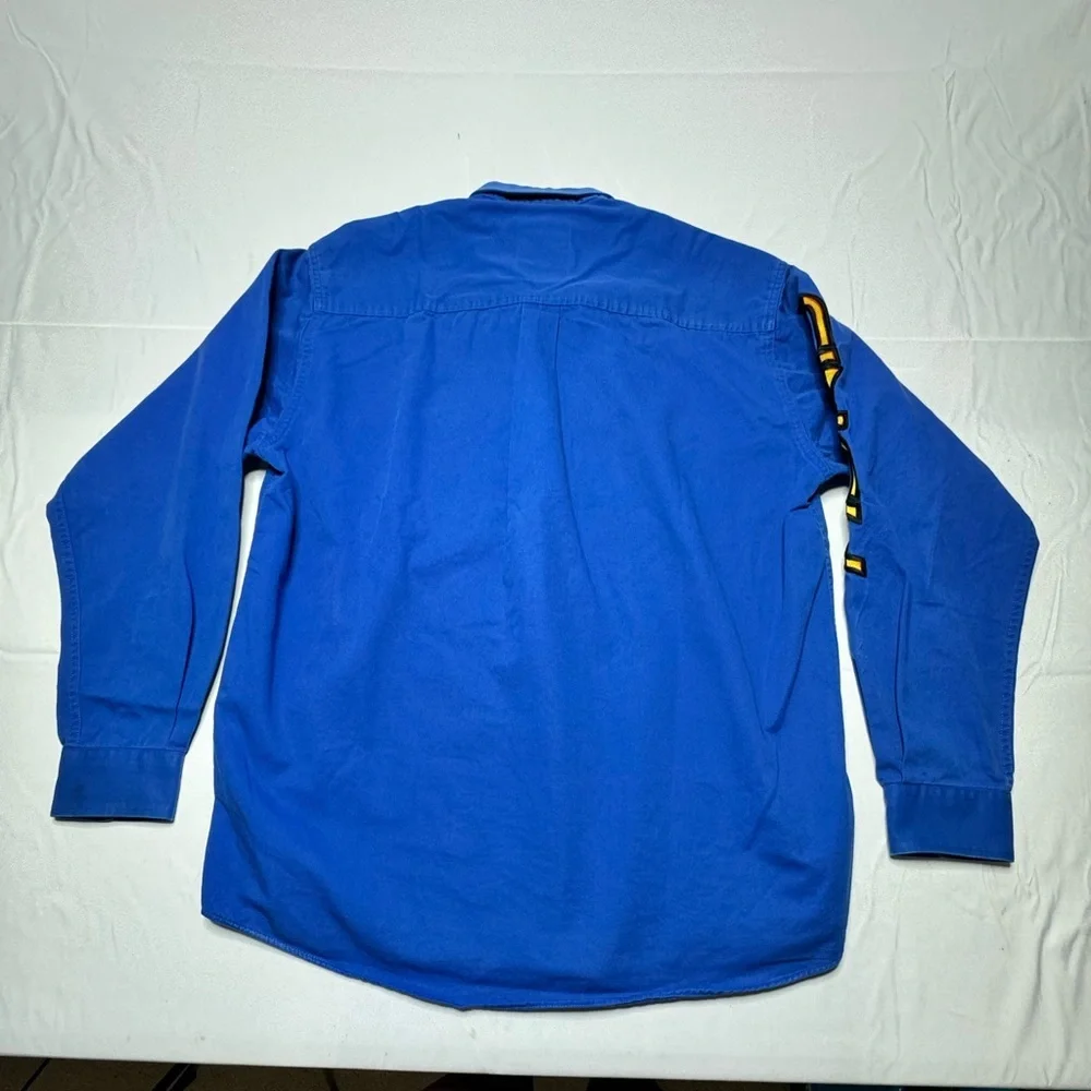 Cinch Long Sleeve Blue Button Down Embroidered Sleeve Men's Shirt - Size M - Picture 2 of 5